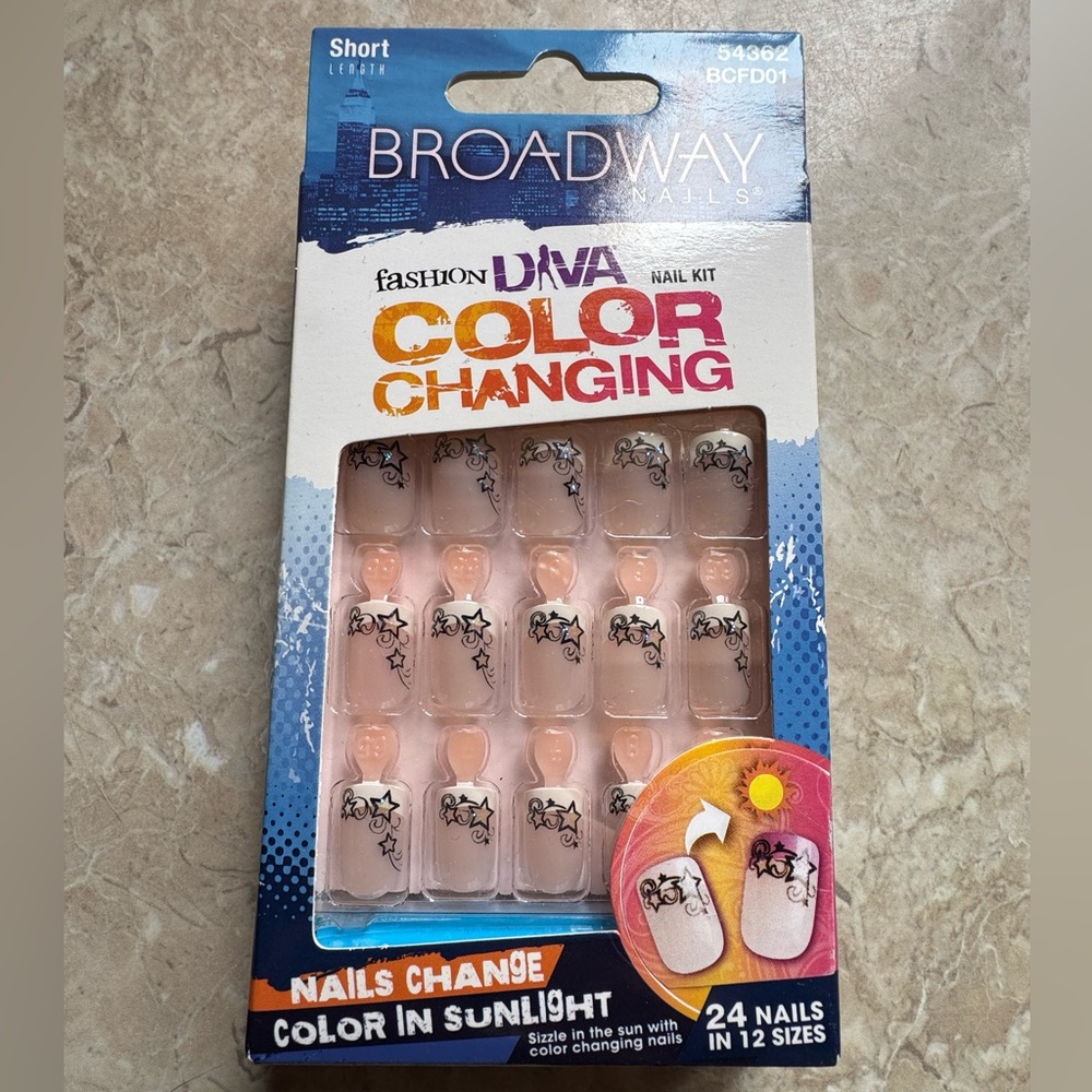 Broadway Nails Fashion Diva Stars Nail Kit Colour Changing Star Nails New in Box